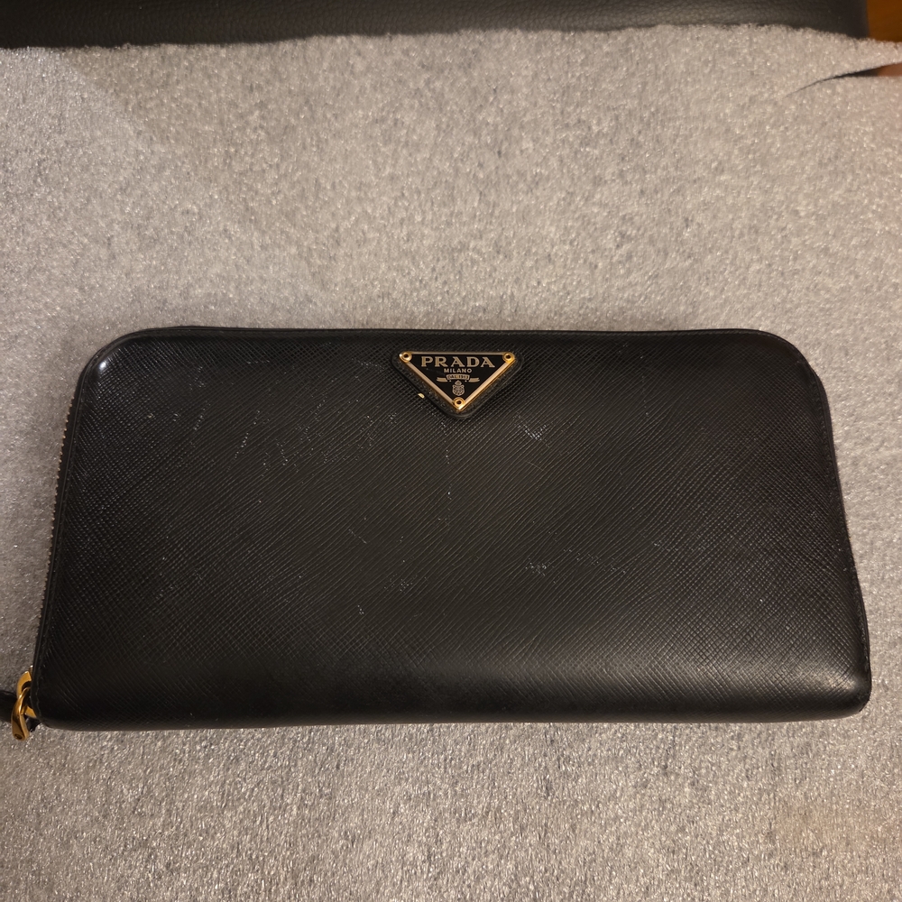 Authentic Prada Saffiano Leather Long Zip-Around Wallet